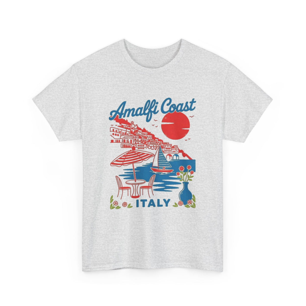 Amalfi Coast Italy Travel Poster Design T-Shirt Men's Graphic Tee