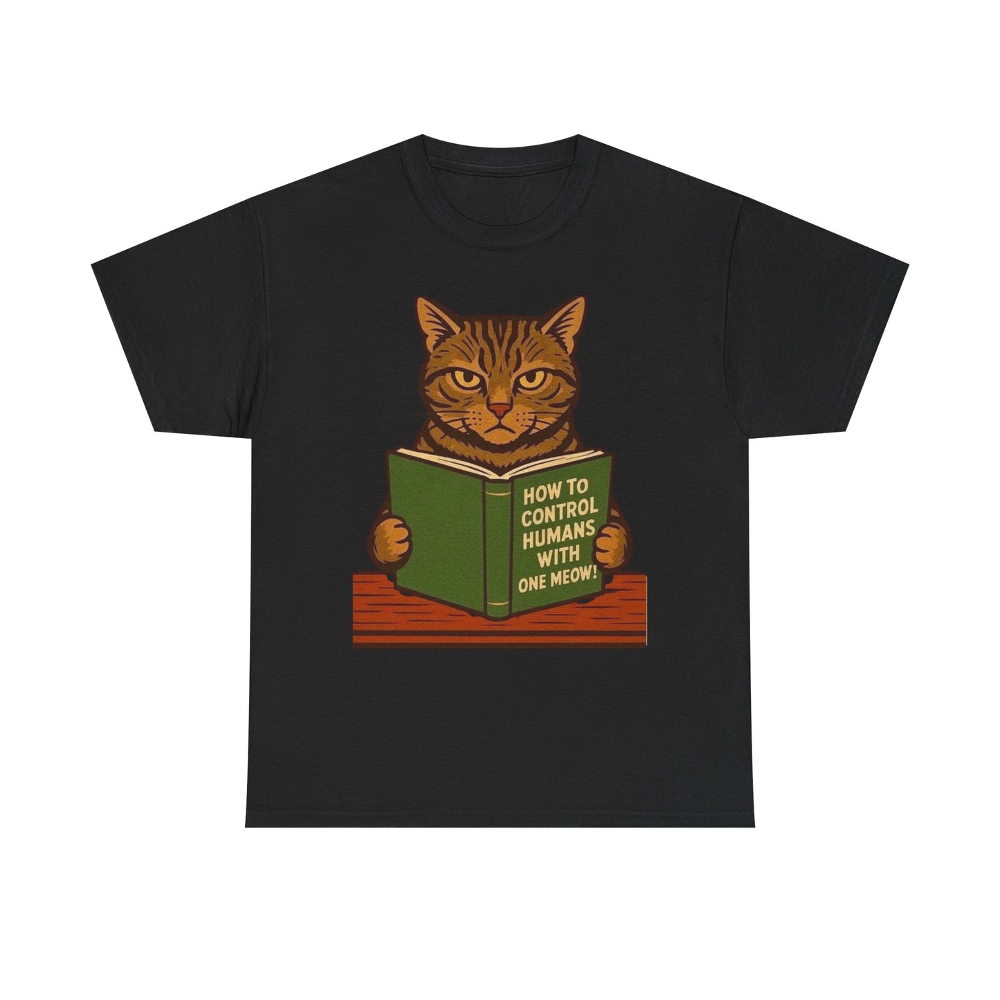 How To Control Humans Cat Funny Graphic T Shirt NEW Heavy Cotton Tee
