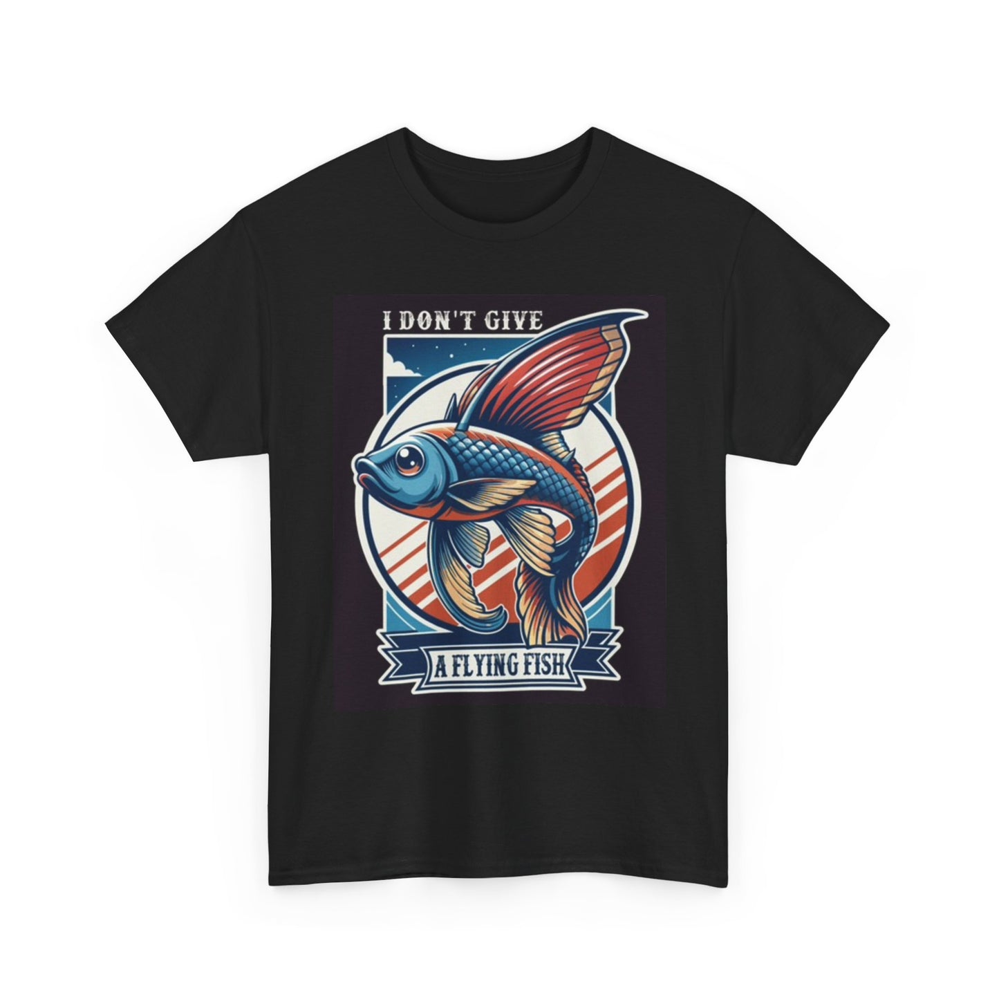 I Don't Give A Flying Fish T Shirt Funny Graphic Outdoors Unisex Heavy Cotton