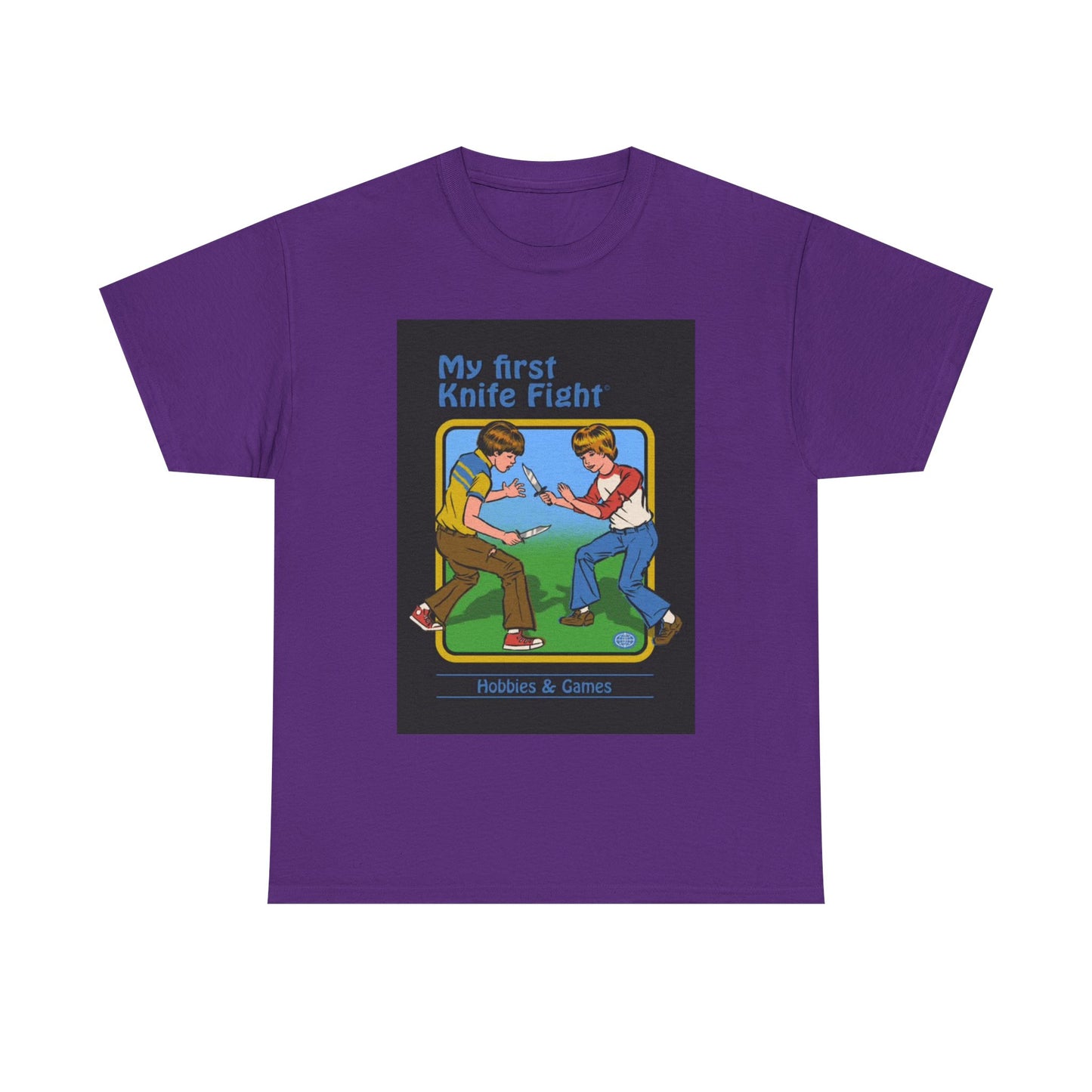 My First Knife Fight Tshirt Funny Kids Poster Retro 70s Unisex Heavy Cotton Tee