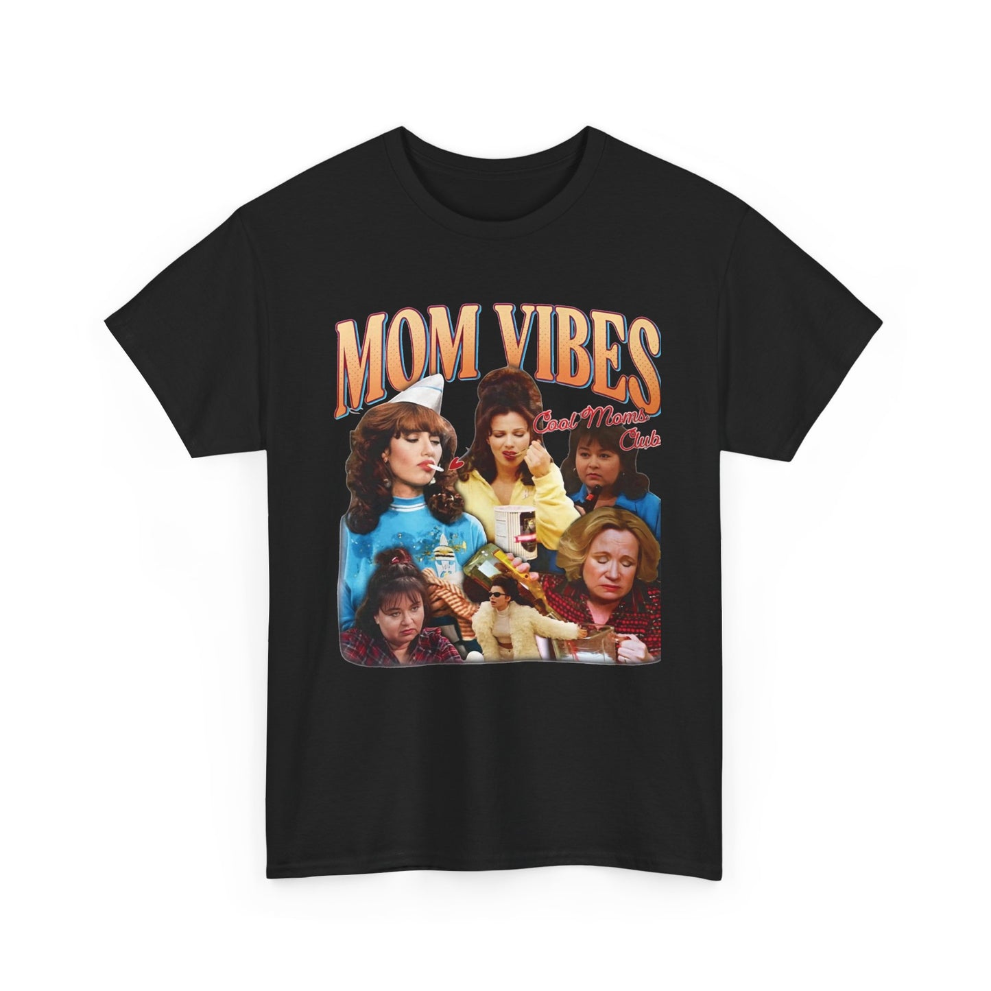 Mom Vibes Retro Graphic T Shirt Vintage Womens Funny 90s Cotton Tee