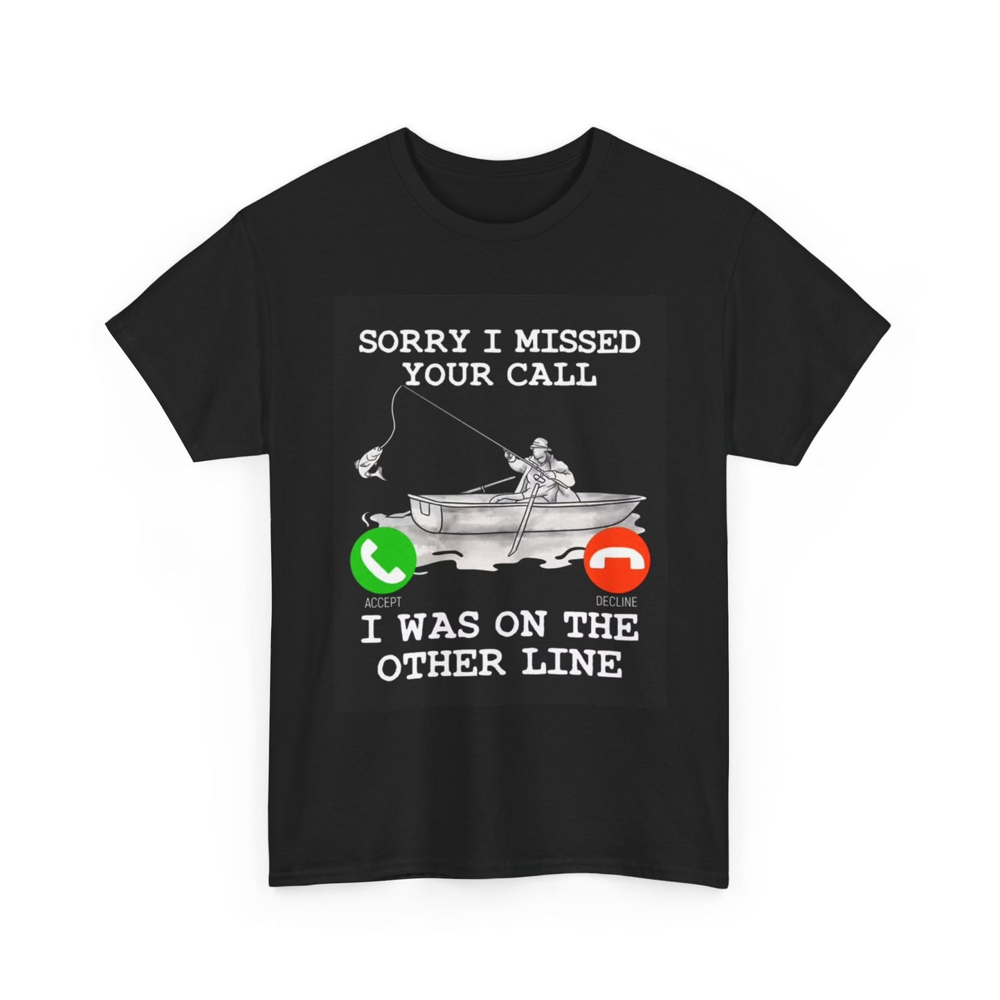 Fishing Outdoors Graphic T Shirt On The Line Funny Boats Unisex Heavy Cotton Tee