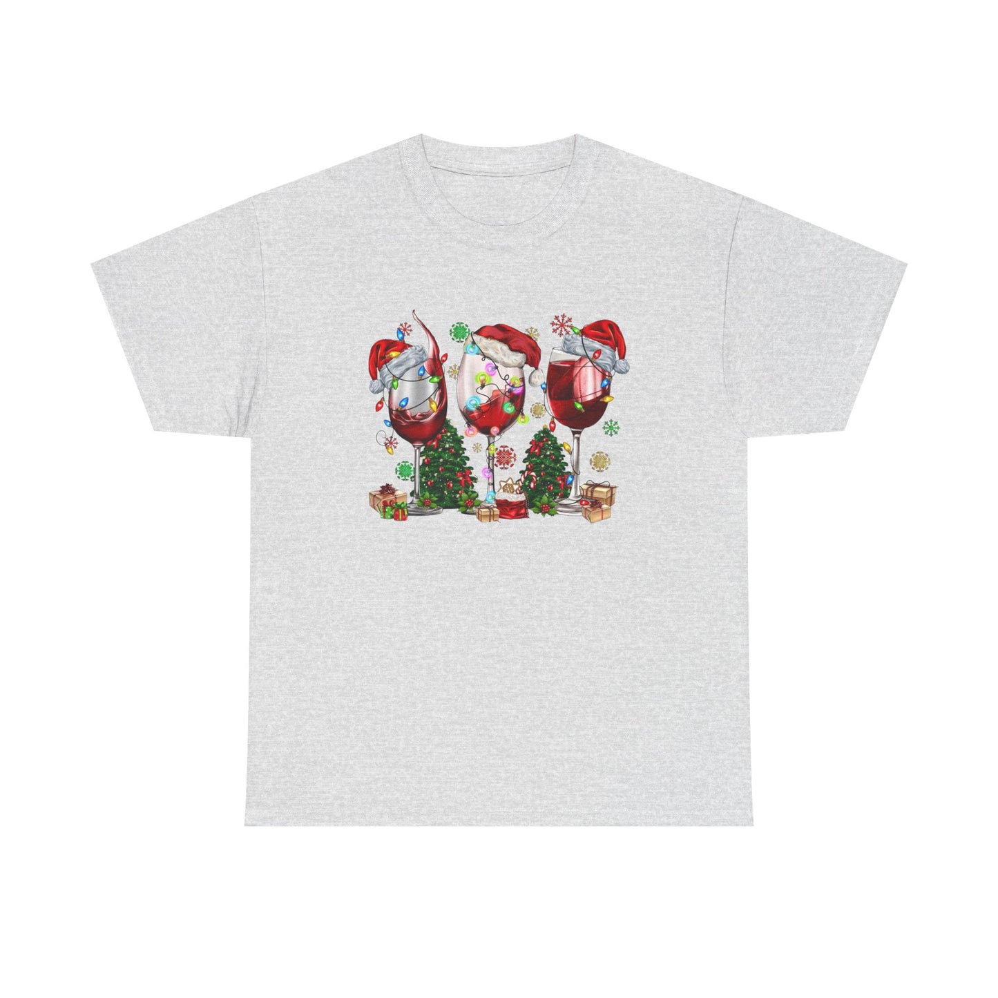Christmas Wine Glasses Graphic T Shirt NEW ADULT