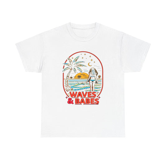 Waves And Babes Graphic T Shirt Heavy Cotton Tee