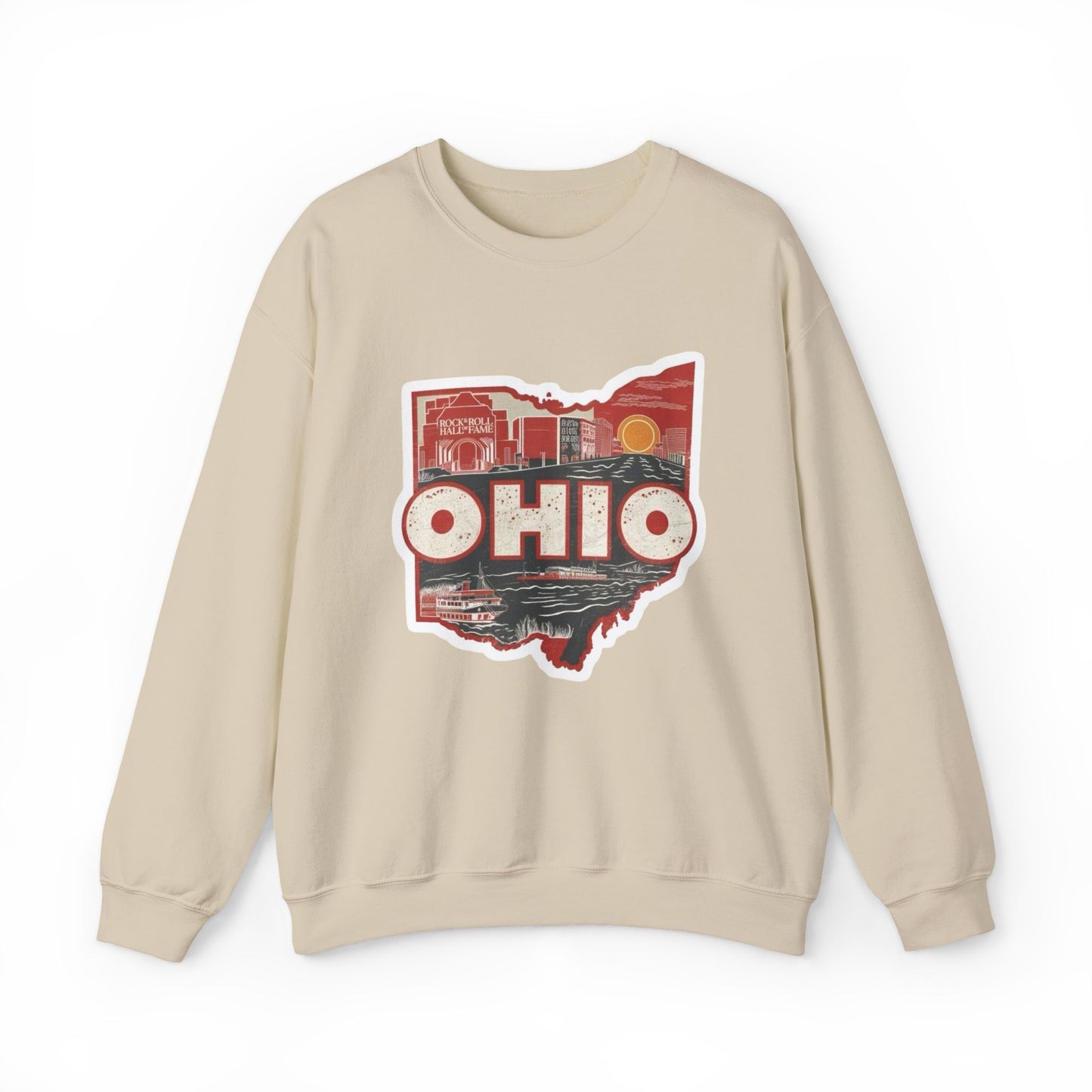 State Of Ohio Retro Sweatshirt Men's Adult Crewneck Pullover Sweater