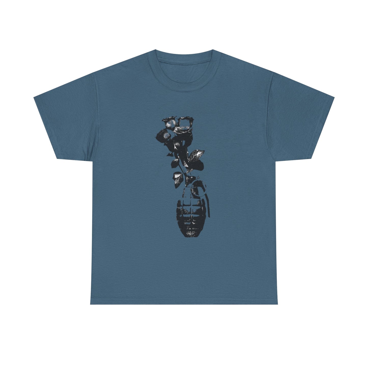 Roses In Grenade Art Painting T Shirt Graphic Unisex Heavy Cotton Tee NEW GIFT