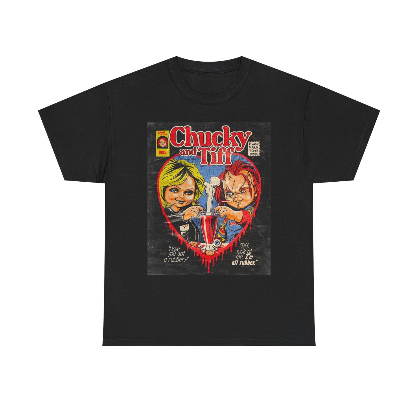 Chucky And Tiff Graphic T Shirt Vintage Retro Apparel Heavy Cotton Horror Movie