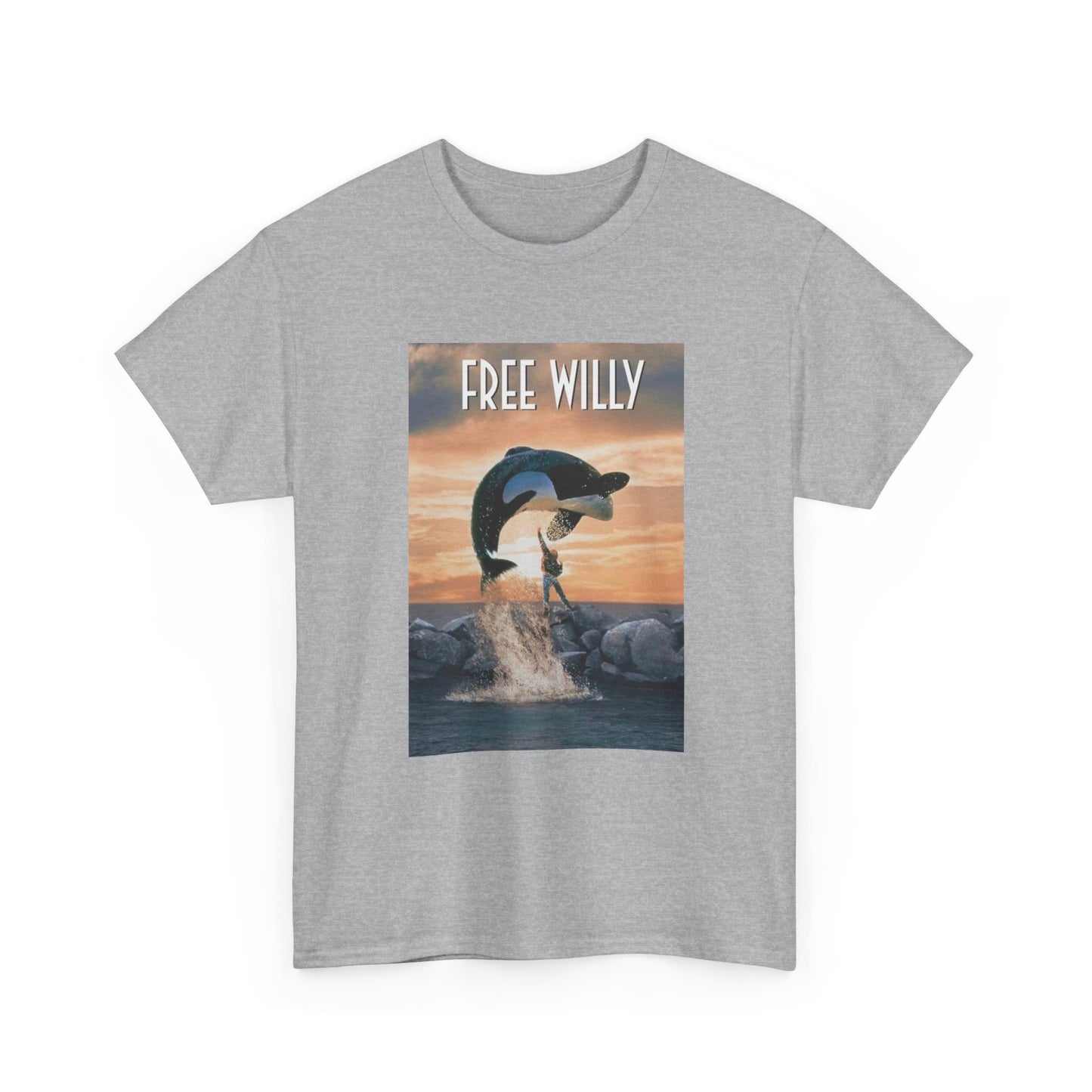 Free Willy Tshirt Retro Movie Poster 90s Kids Vintage Unisex Heavy Cotton Tee