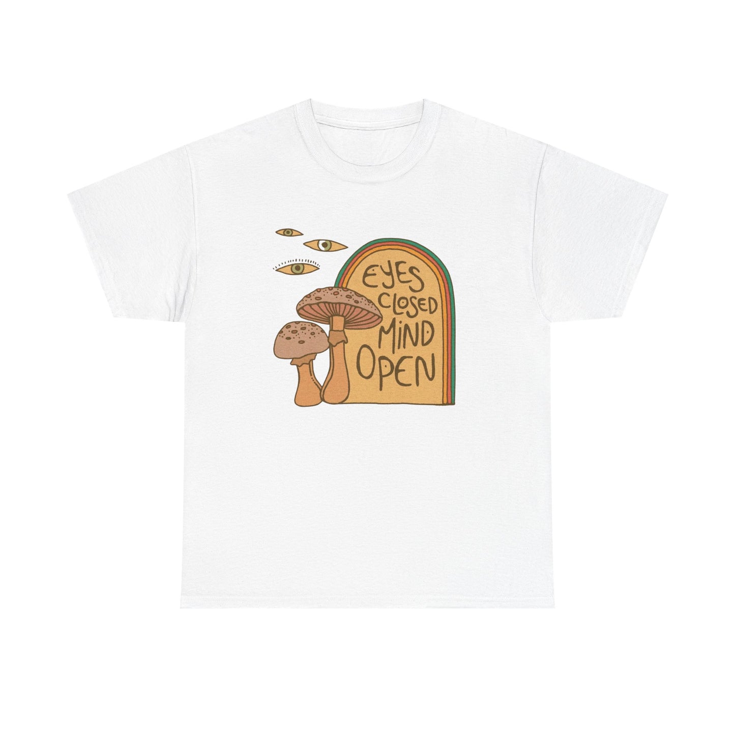 Eyes Closed Mind Open Graphic T Shirt NEW ADULT Unisex Heavy Cotton Tee