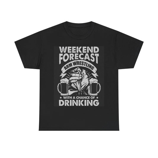 Arm Wrestling Tshirt Weekend Vibes Beer Funny Gift Gym Unisex Heavy Cotton Tee