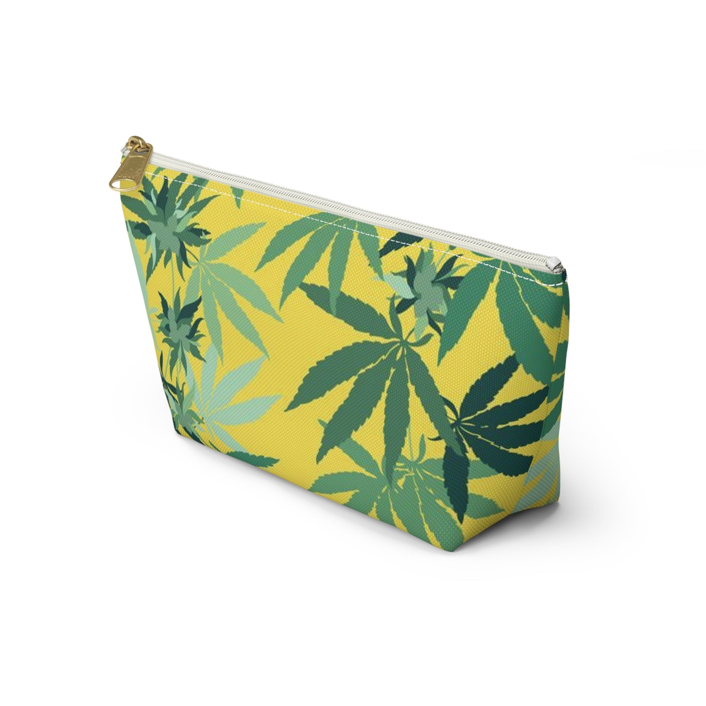 Yellow Weed Leaf All Over print Bag Accessory Pouch w T-bottom