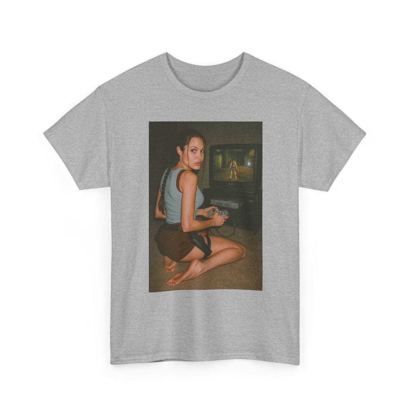 Tomb raider Graphic T Shirt Vintage Lara Croft Funny  Unisex Heavy Cotton Tee