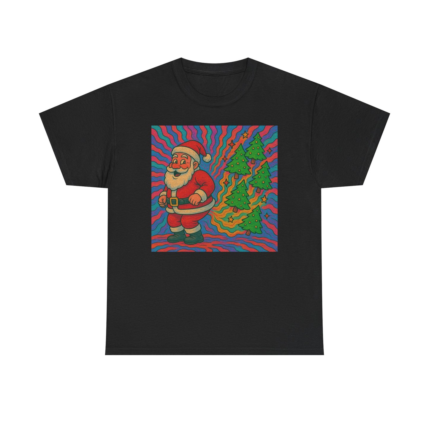 Santa Christmas Tree Cakes Funny Graphic T Shirt Trippy Unisex Heavy Cotton Tee