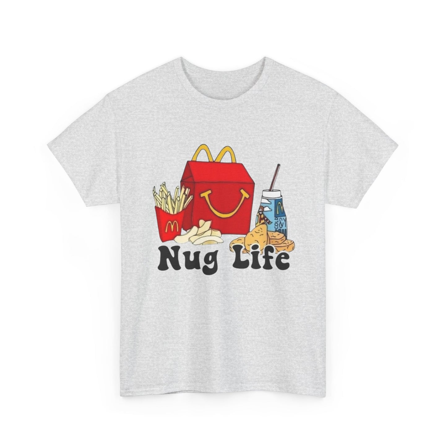 Nug Life Funny Happy Meal 90s Kids Graphic T Shirt New Unisex Heavy Cotton Tee