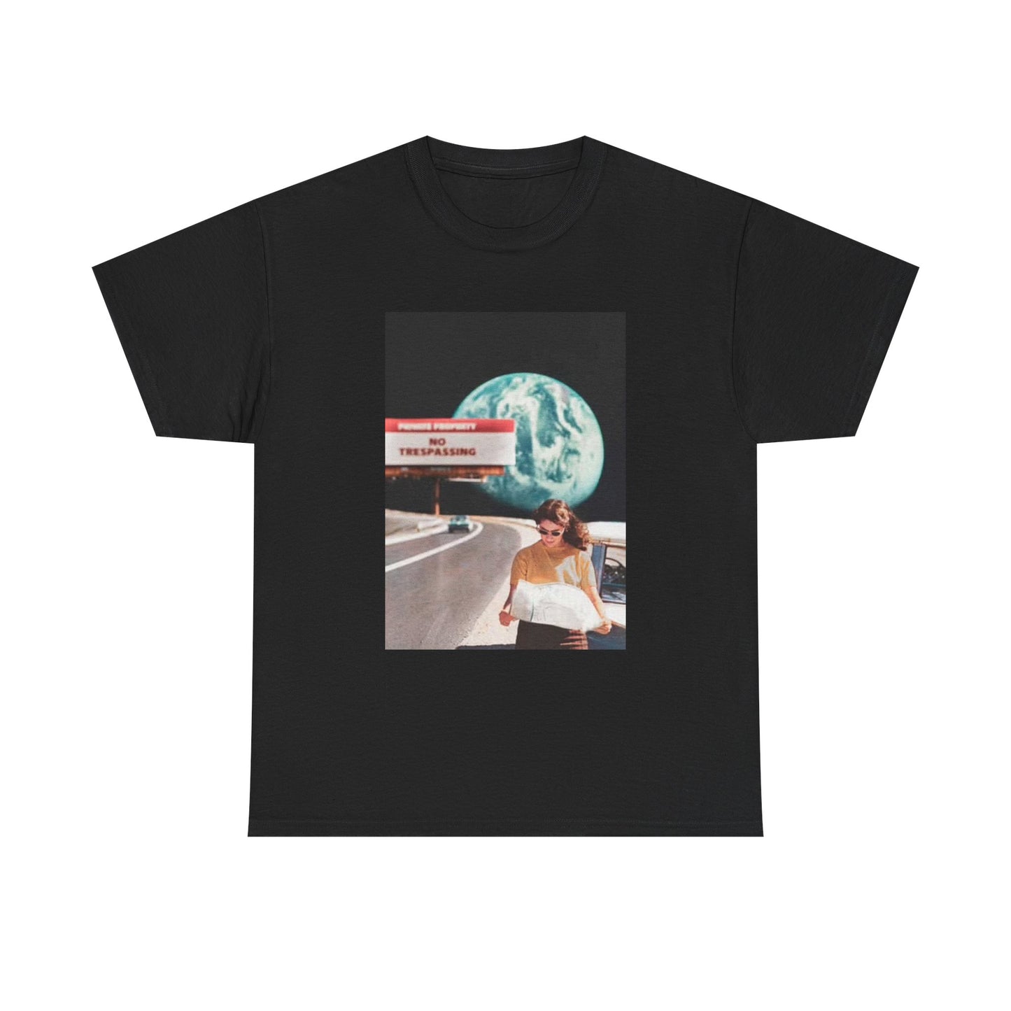 Space Travel Shirt Vintage Moon And Earth Graphic Unisex Heavy Cotton Tee
