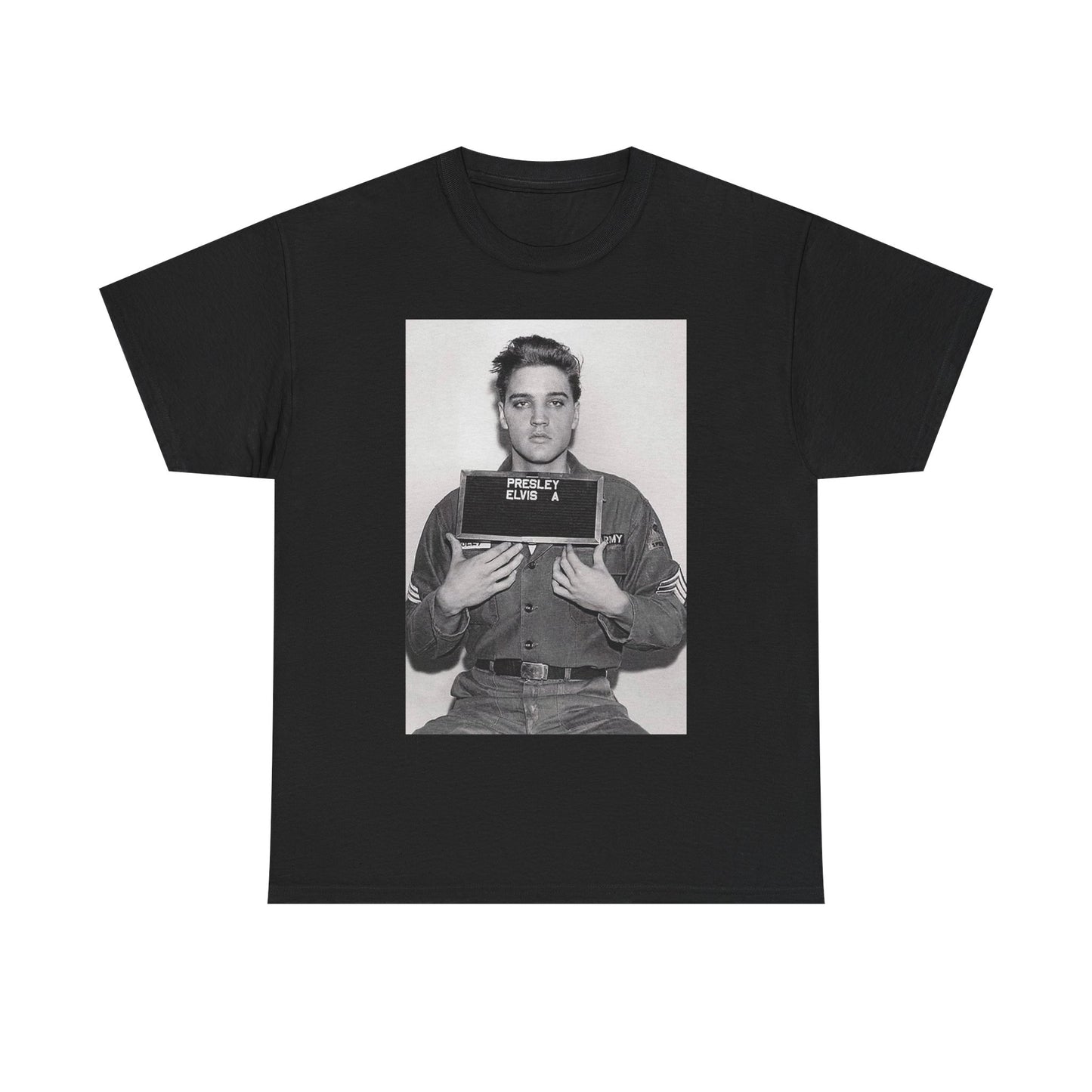 Elvis Presley music rock classics vintage mugshot Heavy Cotton Tee