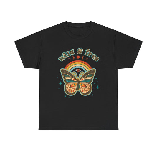 Wild And Free Butterfly Graphic T Shirt Unisex Heavy Cotton Tee