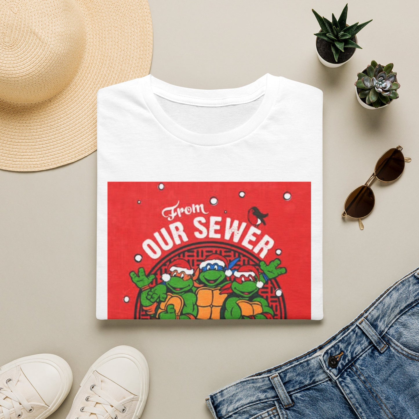 Christmas Turtles Graphic T Shirt Funny Retro Holidays Unisex Softstyle T-Shirt