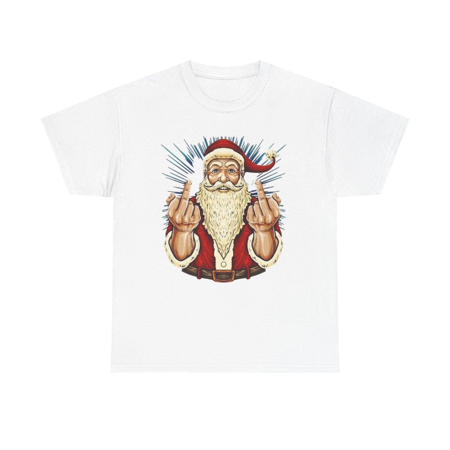 Funny Bad Santa Middle Finger Christmas Graphic T Shirt NEW ADULT