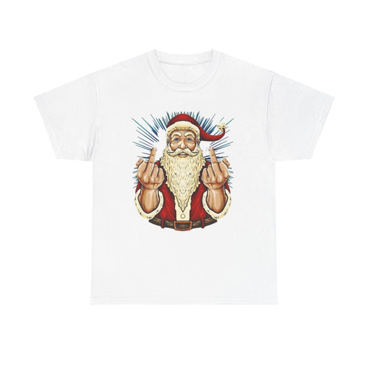 Funny Bad Santa Middle Finger Christmas Graphic T Shirt NEW ADULT