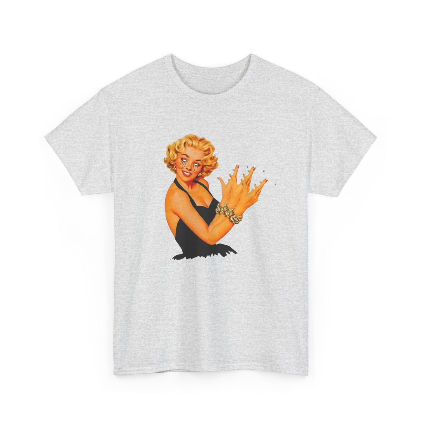 Pin Up Model Smoking Vintage Graphic T-Shirt Women's Heavy Comfy Cotton Tee
