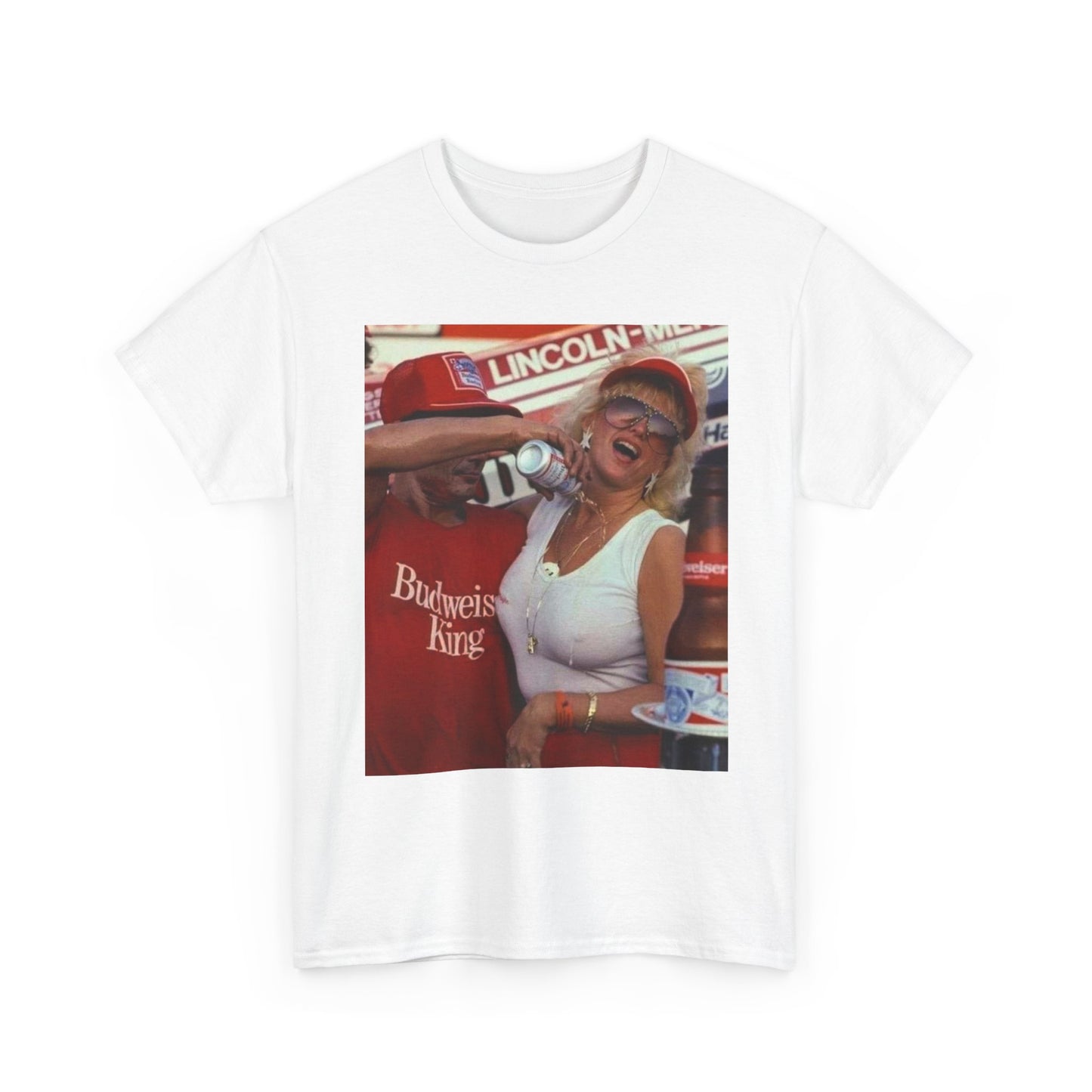 Bud Vintage Beer Poster Racing T Shirt Graphic Unisex Heavy Cotton Tee NEW GIFT
