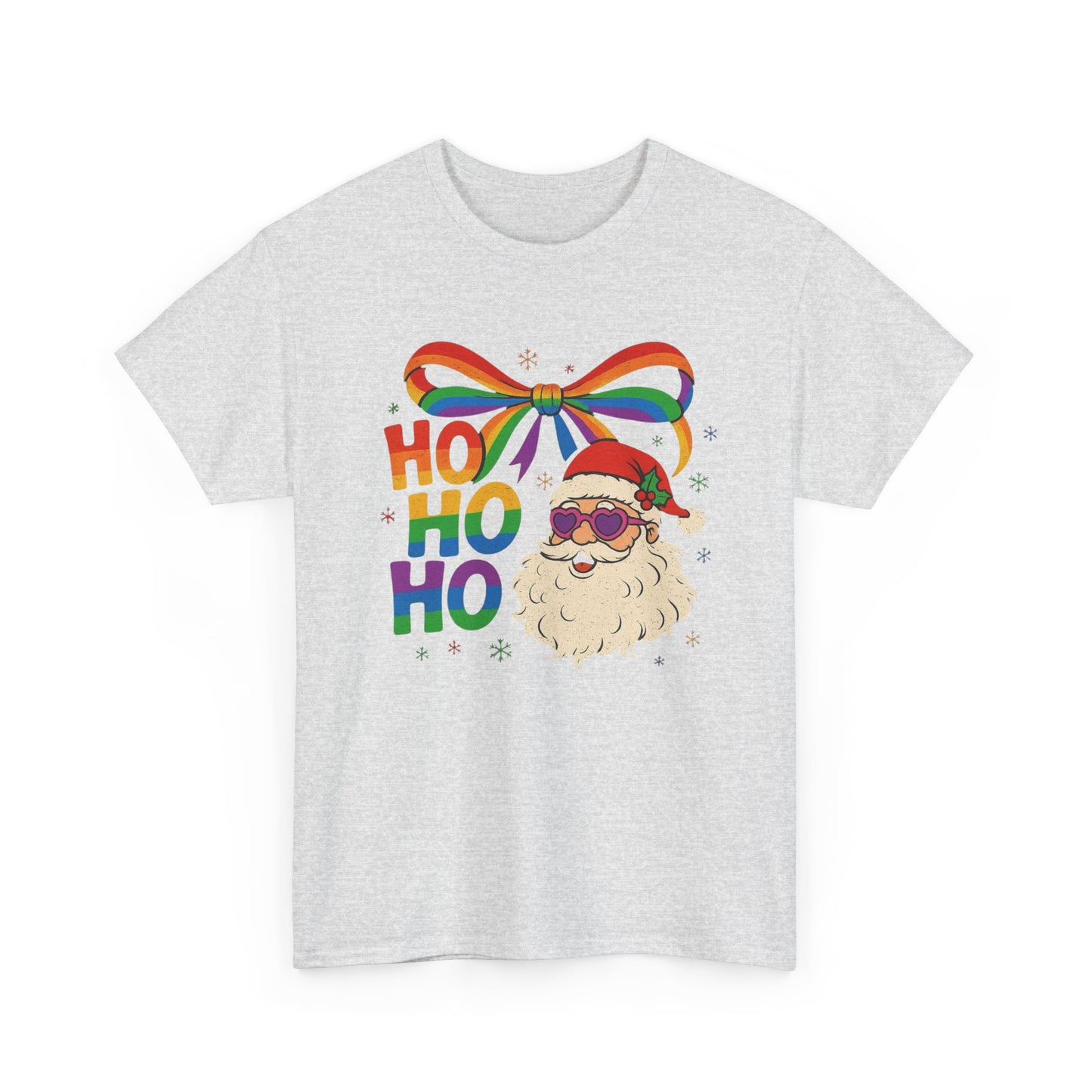 Ho Ho Ho Rainbow Santa Christmas Graphic T Shirt NEW Unisex Heavy Cotton Tee