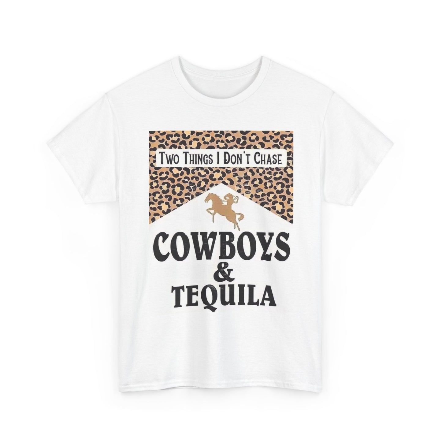 Cowboys And Tequila Cheetah Graphic T Shirt Womens Brand New Cotton Tee