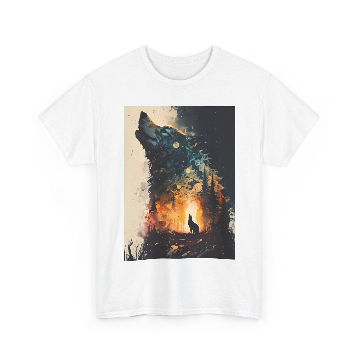 Howling Wolf Tshirt Funny Animal Lover Gift Unisex Heavy Cotton Tee