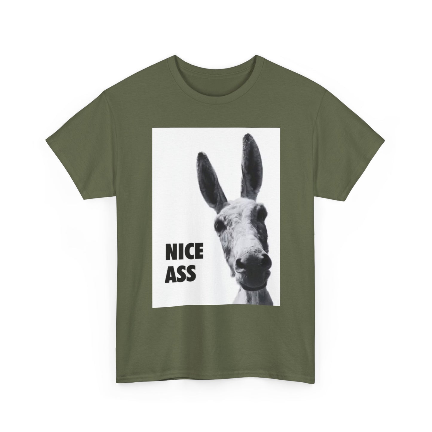 Nice Ass T Shirt Funny Donkey Animal Jokes Comedy Gift Unisex Heavy Cotton Tee
