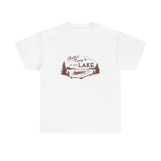 Getting Tipsy At The Lake Graphic T Shirt Unisex Heavy Cotton Tee