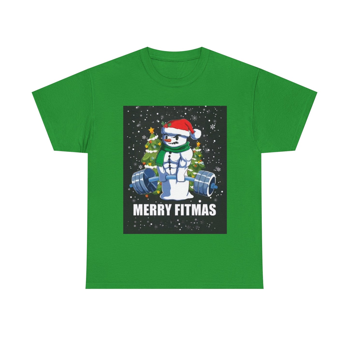 Merry Fitmas Shirt Funny Gym Snowman Christmas Gym Unisex Heavy Cotton Tee
