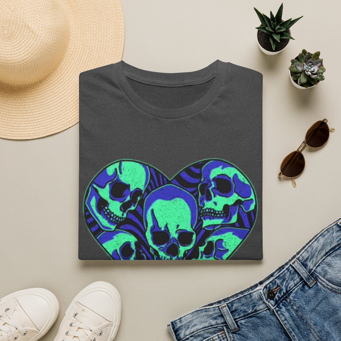 Death Heart Graphic T Shirt Retro Skeleton Unisex Softstyle T-Shirt