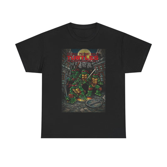 Ninja turtles T-shirt graphic gaming cartoon vintage retro Heavy Cotton Tee