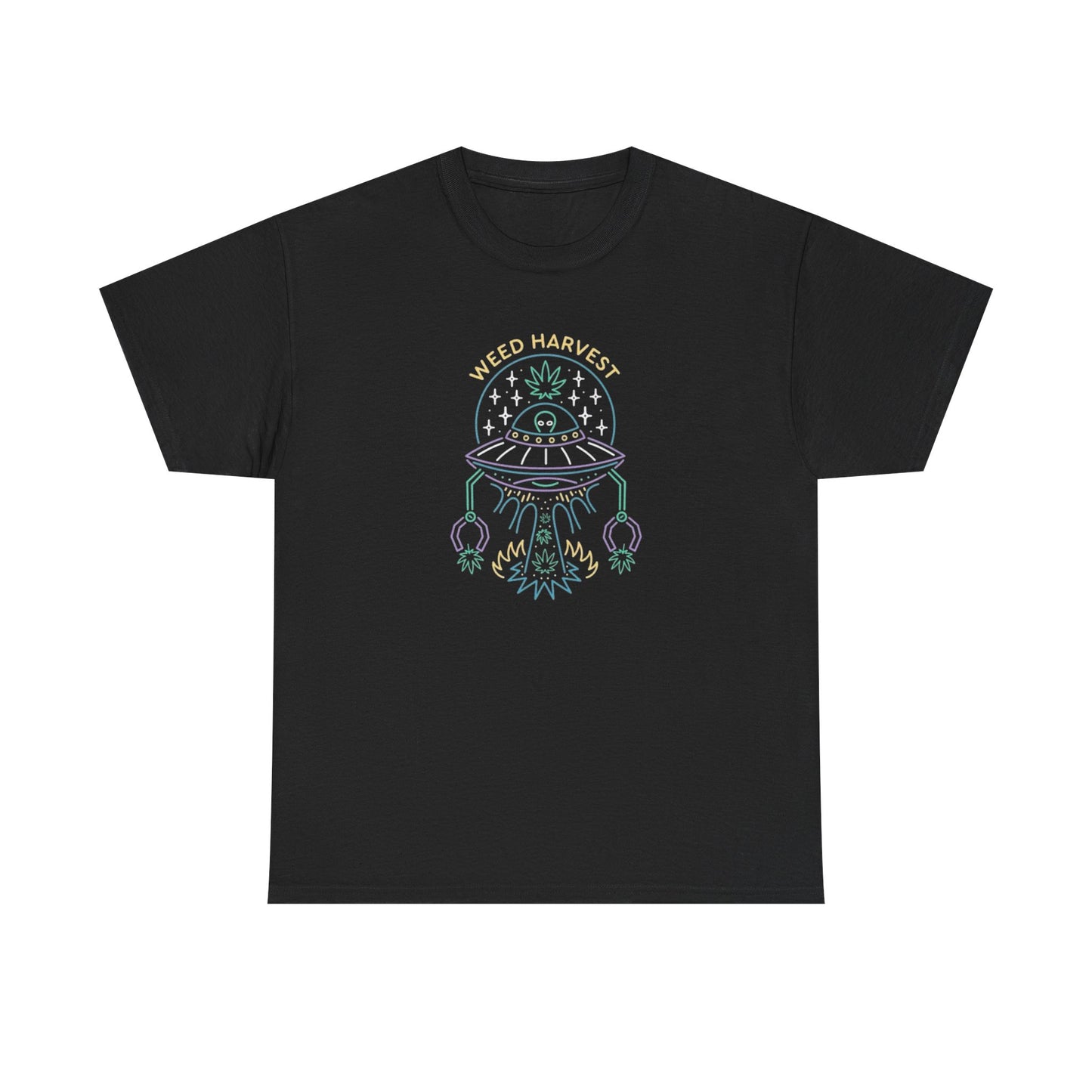 Weed Harvest Aliens Funny Graphic T Shirt NEW S-5XL Unisex Heavy Cotton Tee