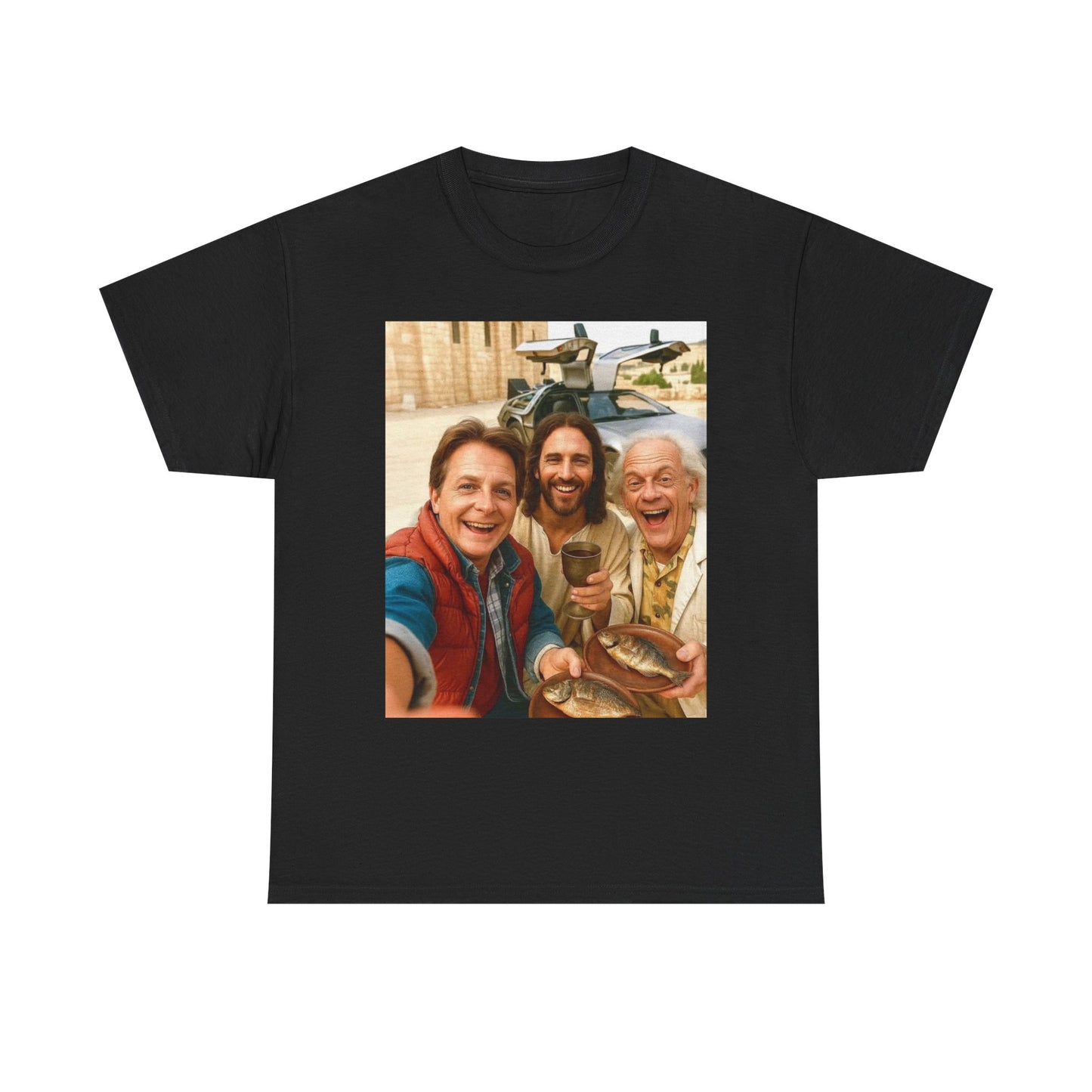 Back To The Future Funny Graphic T Shirt Jesus Unisex Heavy Cotton Tee