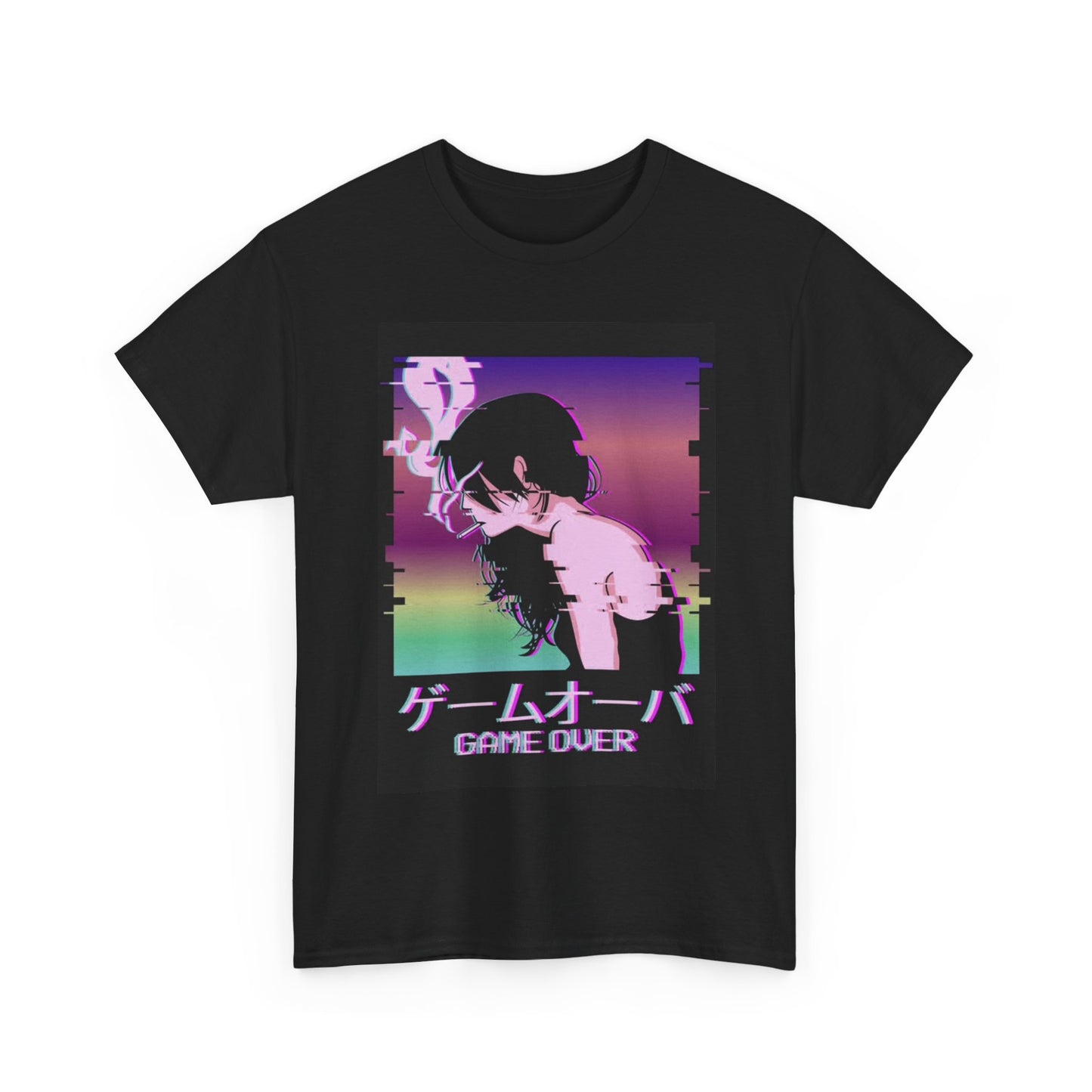 Waifu Anime T-shirt Girl Graphic Cartoon Retro Gaming Heavy Tee Gamer oi