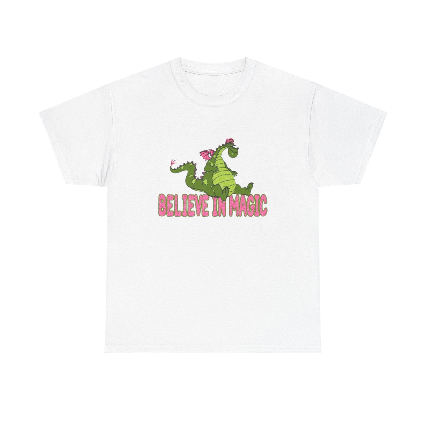 Believe In Magic T Shirt Funny Puff the Magic Dragon Graphic Unisex Heavy Cotton