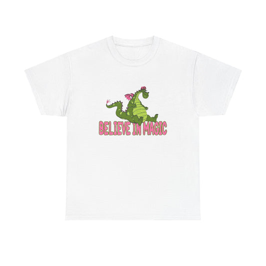Believe In Magic T Shirt Funny Puff the Magic Dragon Graphic Unisex Heavy Cotton