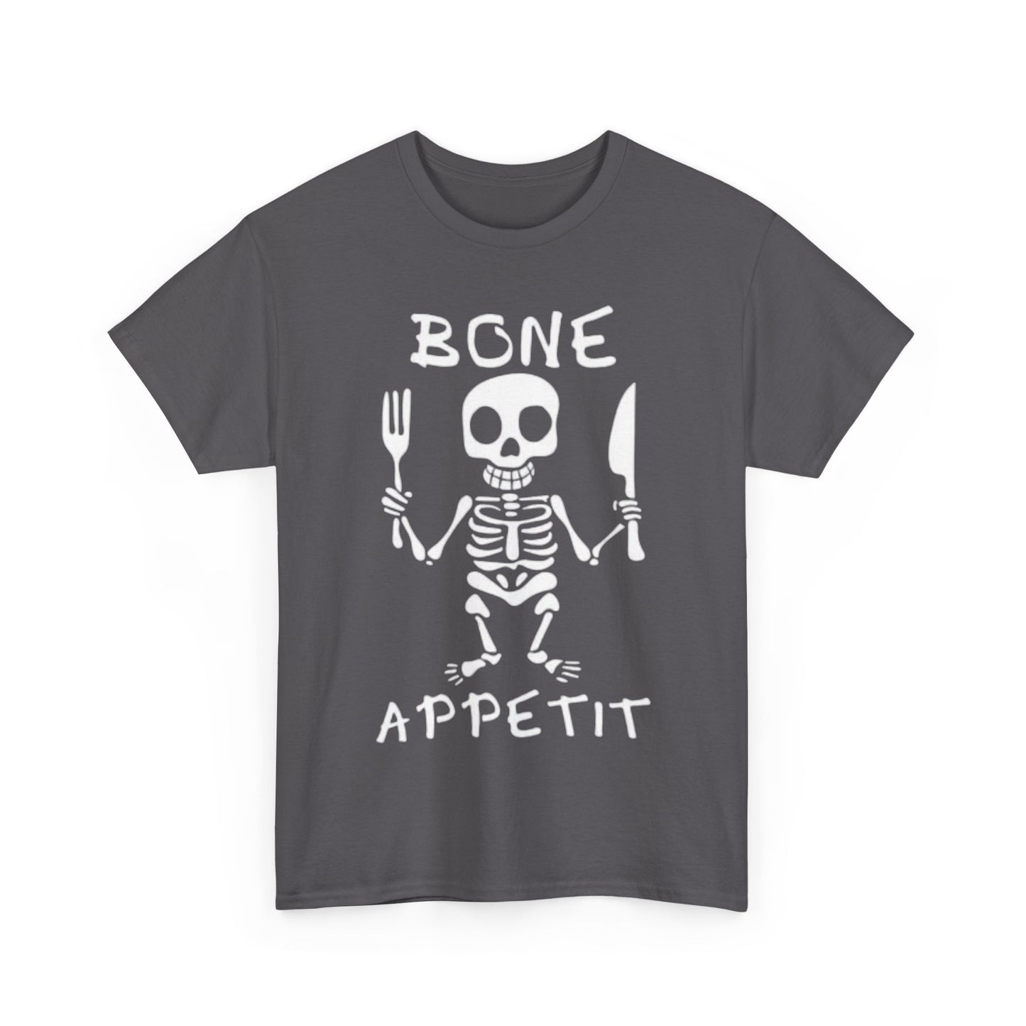 Bone Appetit Shirt Funny Comedy Jokes Skeleton Chef Sous Unisex Heavy Cotton Tee