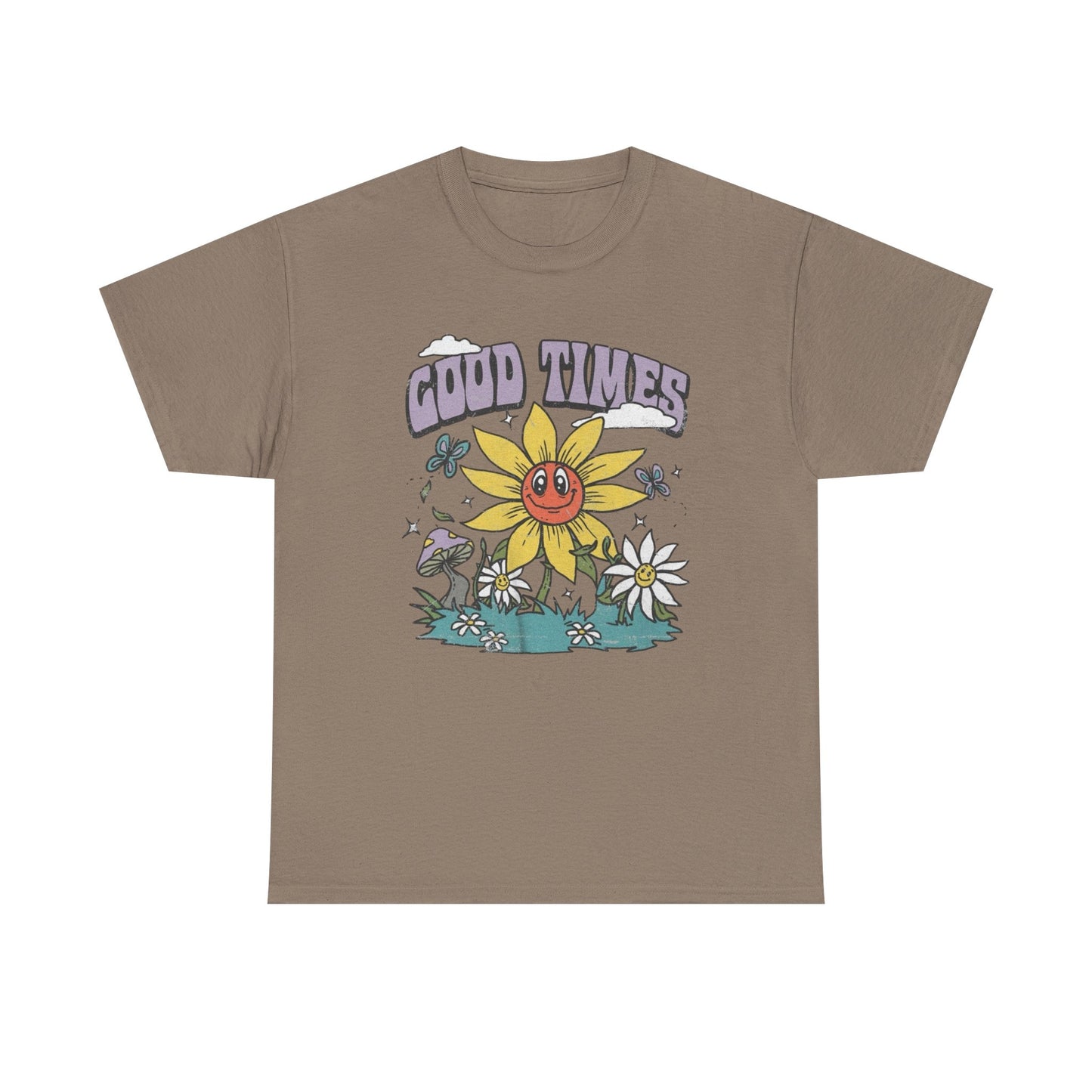 Good Times Sunflower Graphic T Shirt Unisex Heavy Cotton Tee