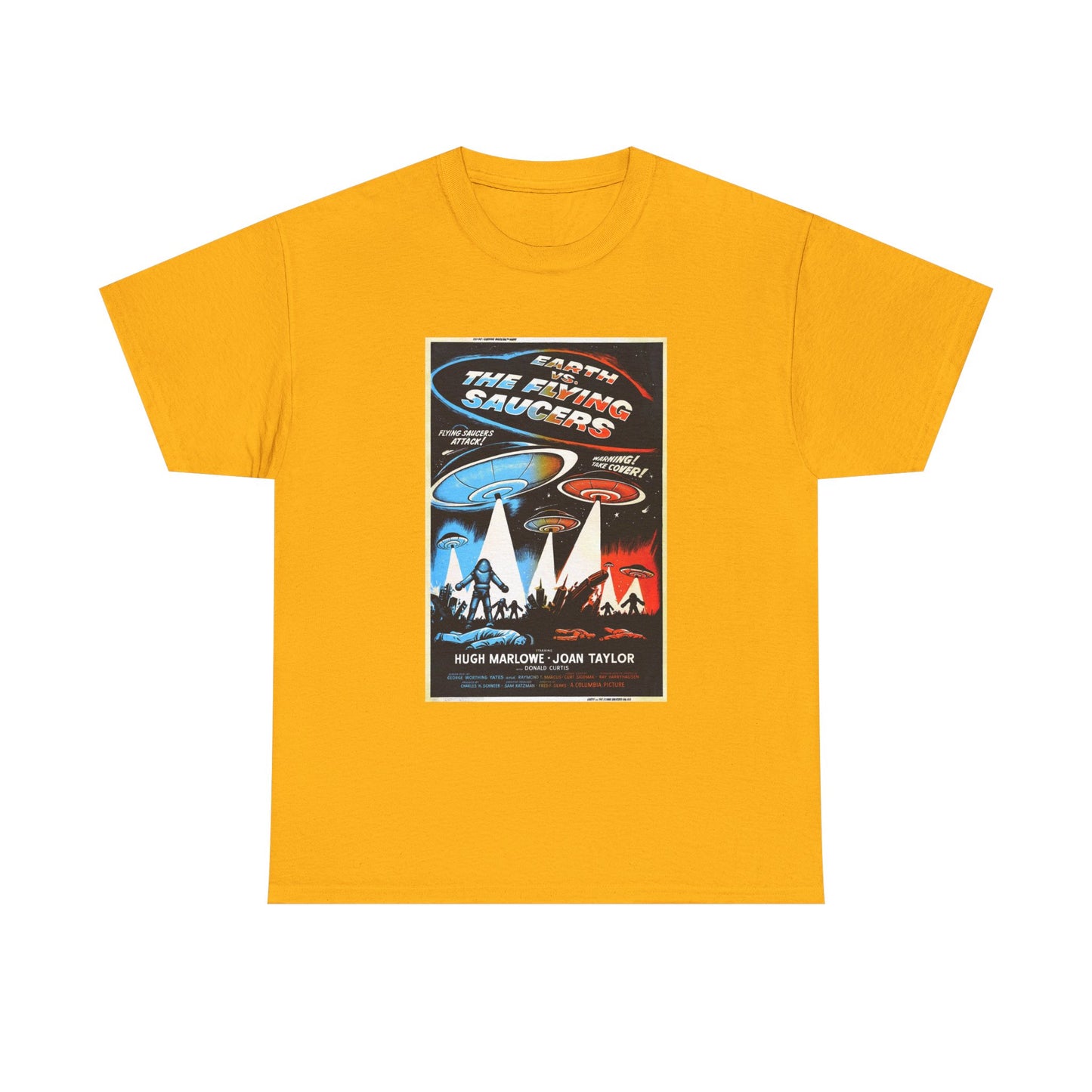 Earth vs Flying Saucers Tshirt Vintage Movie Poster Unisex Heavy Cotton Tee