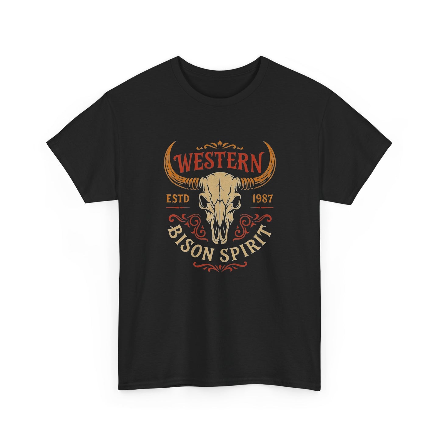 Western Bison Spirit Graphic T Shirt Unisex Heavy Cotton Tee