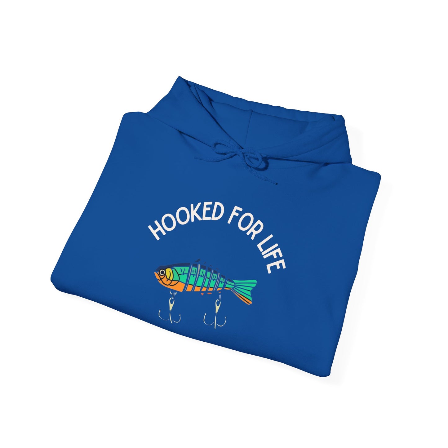 Hooked For Life Fishing Graphic Hoodie Heavy Blend Sweatshirt NEW