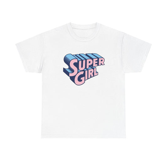 Super Girl Retro Bubble Letters Graphic T-Shirt Unisex Heavy Cotton Tee