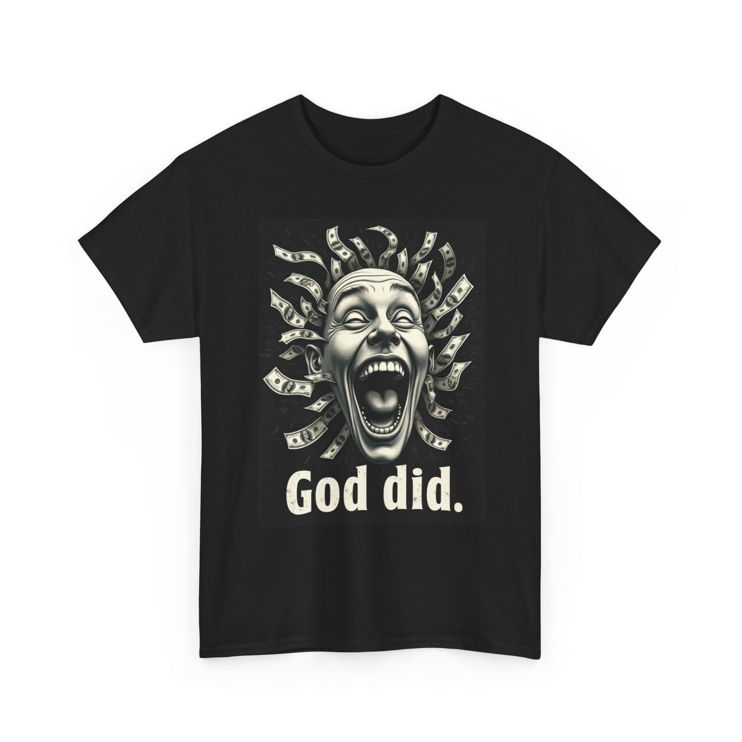 God Did Graphic T Shirt Retro Money Banks Head Medusa Unisex Heavy Cotton Tee