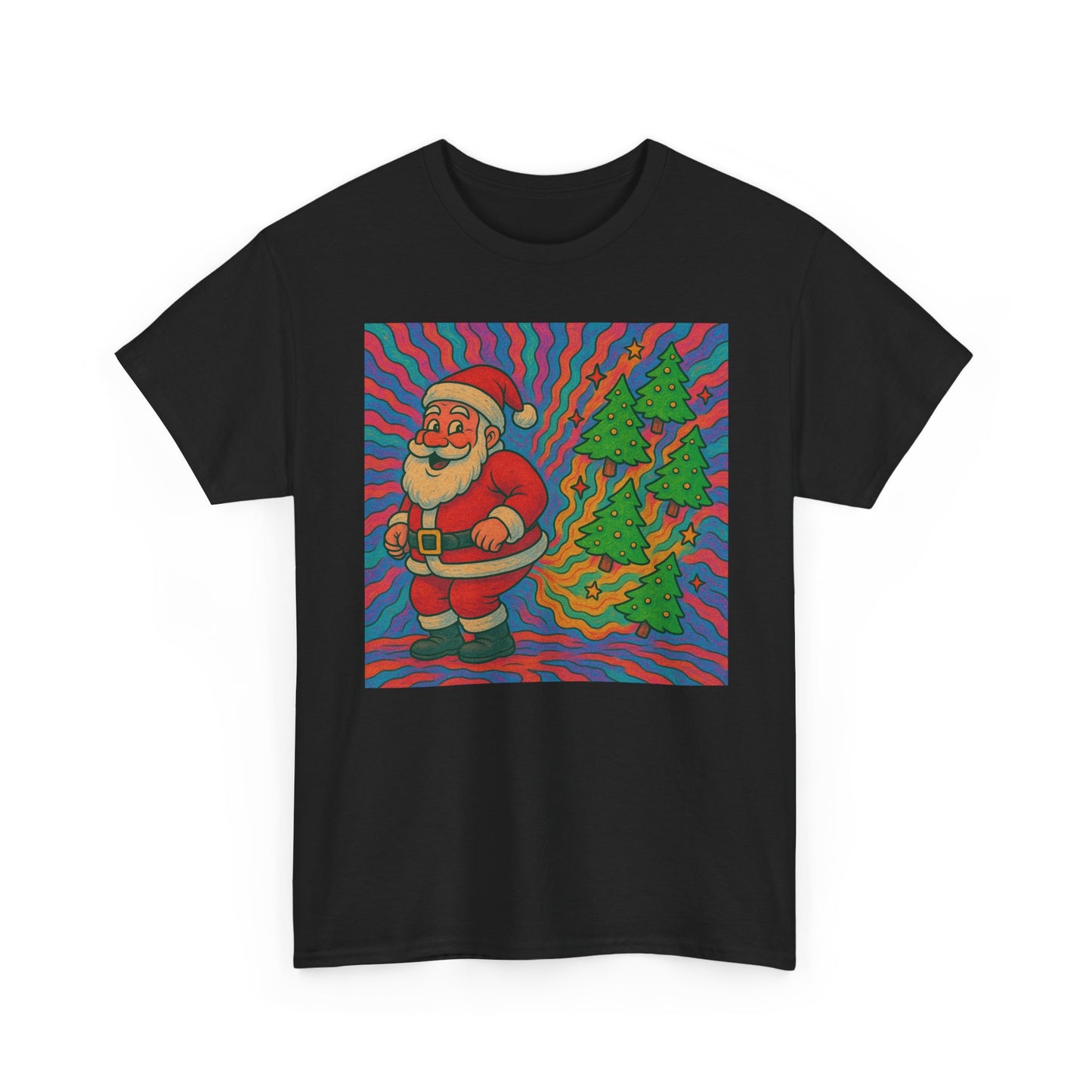 Santa Christmas Tree Cakes Funny Graphic T Shirt Trippy Unisex Heavy Cotton Tee