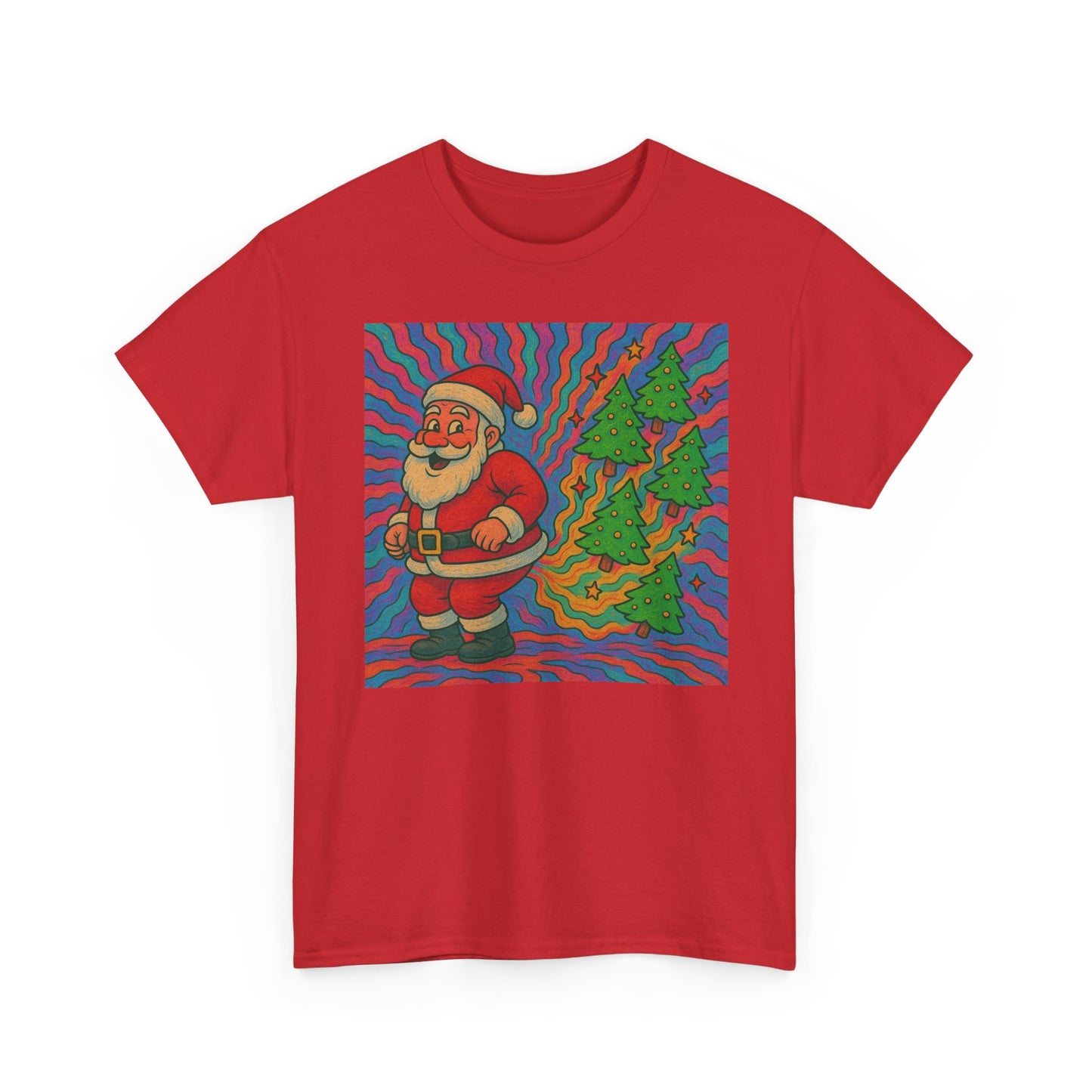 Santa Christmas Tree Cakes Funny Graphic T Shirt Trippy Unisex Heavy Cotton Tee