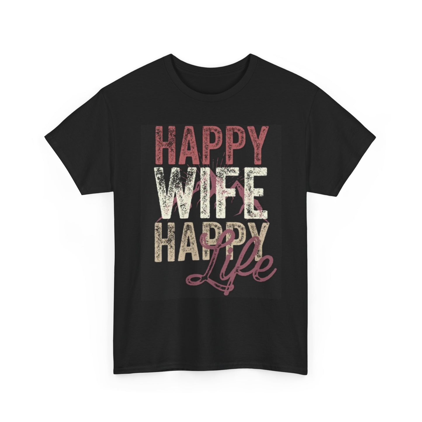 Happy Wife Happy Life Graphic T Shirt Funny Wine Jokes Unisex Heavy Cotton Tee
