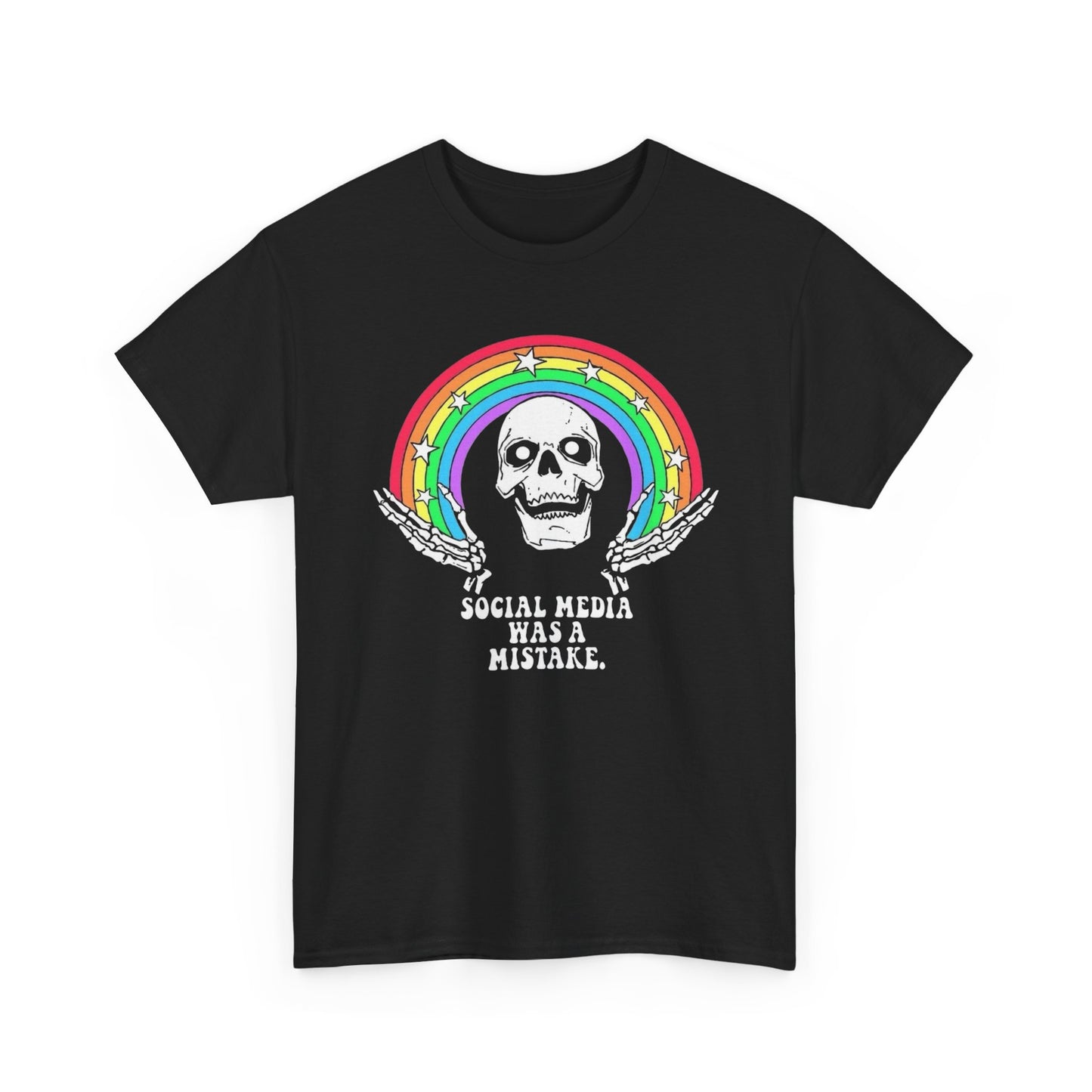 Social Media Was A Mistake Graphic T-Shirt Comfy Cotton Tee Brand NEW